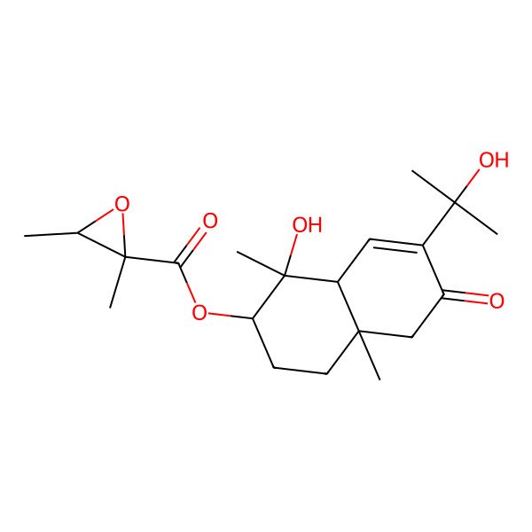 2D Structure of [(1S,2R,4aR,8aR)-1-hydroxy-7-(2-hydroxypropan-2-yl)-1,4a-dimethyl-6-oxo-3,4,5,8a-tetrahydro-2H-naphthalen-2-yl] (2S,3R)-2,3-dimethyloxirane-2-carboxylate