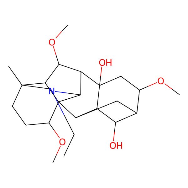 2D Structure of 11-Ethyl-6,16,18-trimethoxy-13-methyl-11-azahexacyclo[7.7.2.12,5.01,10.03,8.013,17]nonadecane-4,8-diol