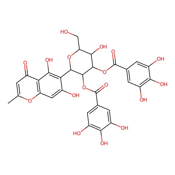 2D Structure of [(2S,3S,4S,5R,6R)-2-(5,7-dihydroxy-2-methyl-4-oxochromen-6-yl)-5-hydroxy-6-(hydroxymethyl)-3-(3,4,5-trihydroxybenzoyl)oxyoxan-4-yl] 3,4,5-trihydroxybenzoate