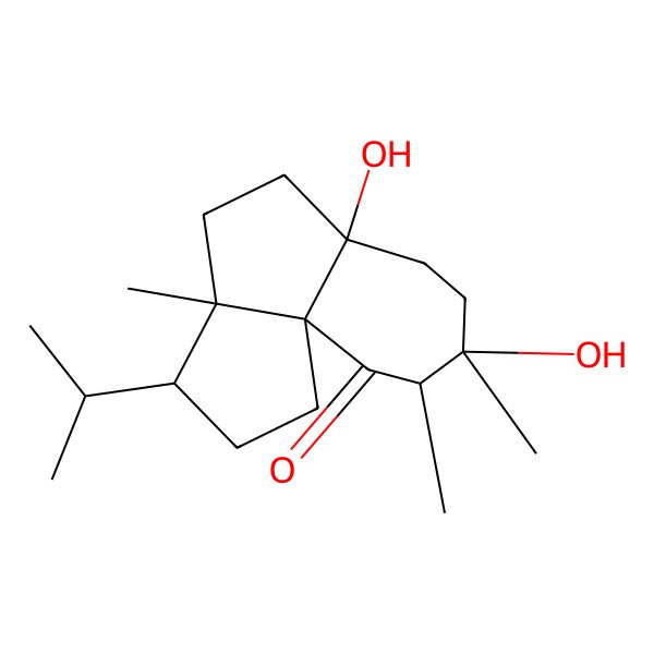 2D Structure of (1R,4R,5R,8S,11S,12S)-8,11-dihydroxy-5,11,12-trimethyl-4-propan-2-yltricyclo[6.5.0.01,5]tridecan-13-one