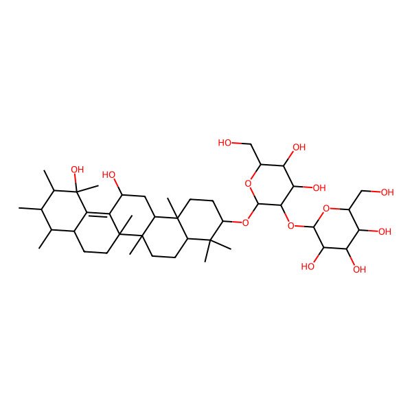 2D Structure of (2S,3R,4S,5S,6R)-2-[(2R,3R,4S,5S,6R)-2-[[(6aR,6bS,9R,10S,11R,12R,13S,14bR)-12,13-dihydroxy-4,4,6a,6b,9,10,11,12,14b-nonamethyl-2,3,4a,5,6,7,8,8a,9,10,11,13,14,14a-tetradecahydro-1H-picen-3-yl]oxy]-4,5-dihydroxy-6-(hydroxymethyl)oxan-3-yl]oxy-6-(hydroxymethyl)oxane-3,4,5-triol