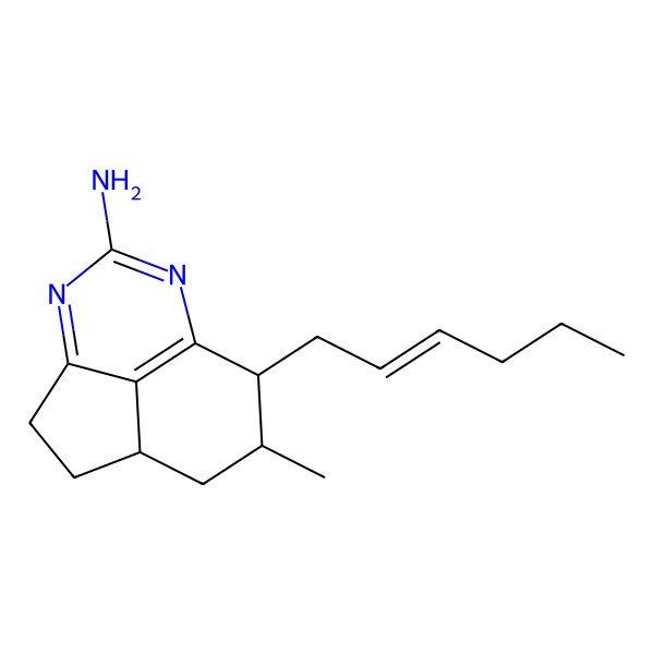 2D Structure of (1S,9R,10R)-9-[(Z)-hex-2-enyl]-10-methyl-5,7-diazatricyclo[6.3.1.04,12]dodeca-4(12),5,7-trien-6-amine