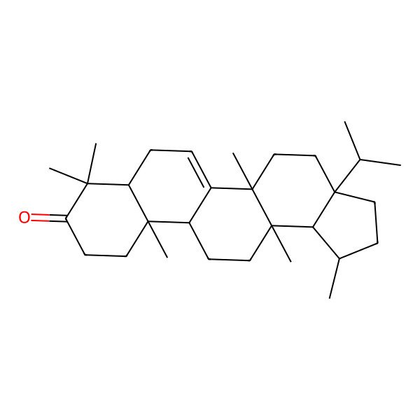 2D Structure of 1,5a,8,8,11a,13a-hexamethyl-3a-propan-2-yl-2,3,4,5,7,7a,10,11,11b,12,13,13b-dodecahydro-1H-cyclopenta[a]chrysen-9-one