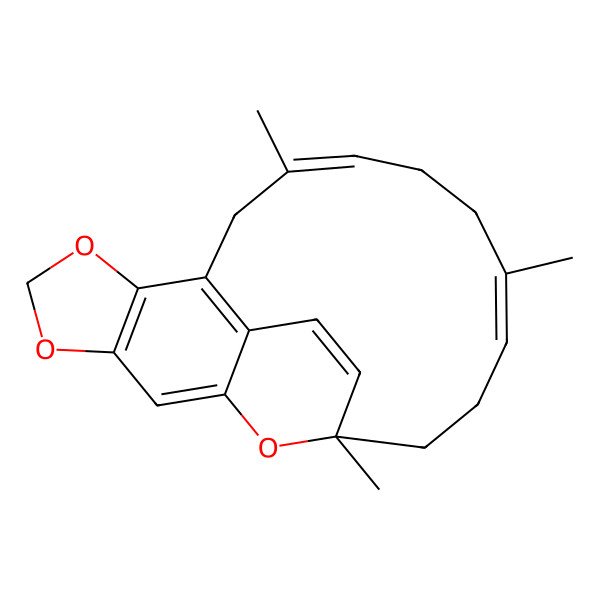2D Structure of (10E,14Z,18R)-10,14,18-trimethyl-4,6,22-trioxatetracyclo[16.3.1.03,7.08,21]docosa-1,3(7),8(21),10,14,19-hexaene