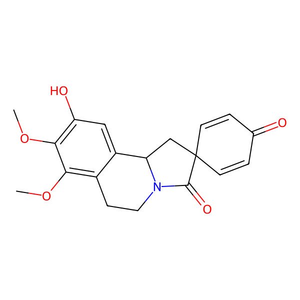 2D Structure of 9-Hydroxy-7,8-dimethoxyspiro[1,5,6,10b-tetrahydropyrrolo[2,1-a]isoquinoline-2,4'-cyclohexa-2,5-diene]-1',3-dione