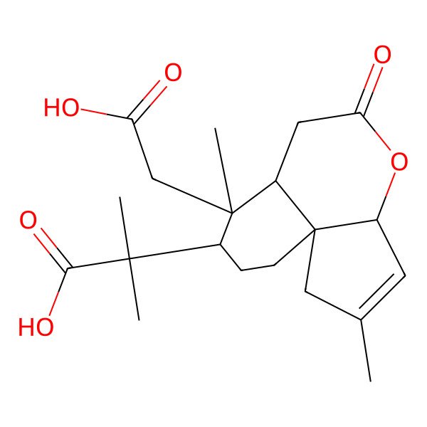 2D Structure of 2-[7-(carboxymethyl)-2,7-dimethyl-5-oxo-3a,6,6a,8,9,10-hexahydro-1H-cyclopenta[j]isochromen-8-yl]-2-methylpropanoic acid