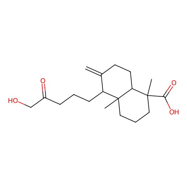 2D Structure of (1S,4aR,5S,8aR)-5-(5-hydroxy-4-oxopentyl)-1,4a-dimethyl-6-methylidene-3,4,5,7,8,8a-hexahydro-2H-naphthalene-1-carboxylic acid