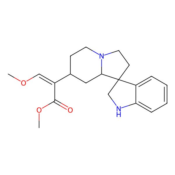 2D Structure of methyl 3-methoxy-2-spiro[1,2-dihydroindole-3,1'-3,5,6,7,8,8a-hexahydro-2H-indolizine]-7'-ylprop-2-enoate