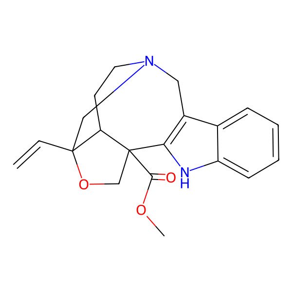 2D Structure of Methyl 15-ethenyl-14-oxa-1,10-diazapentacyclo[13.3.1.03,11.04,9.012,16]nonadeca-3(11),4,6,8-tetraene-12-carboxylate