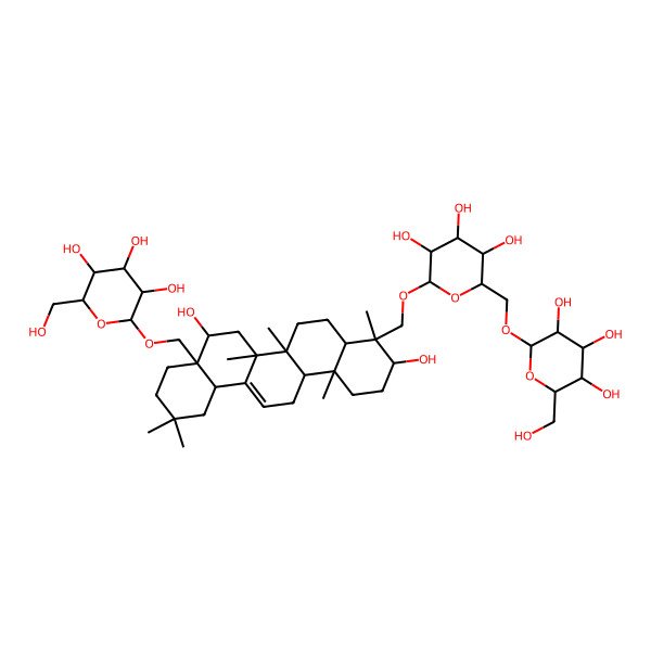 2D Structure of 2-[[6-[[3,8-Dihydroxy-4,6a,6b,11,11,14b-hexamethyl-8a-[[3,4,5-trihydroxy-6-(hydroxymethyl)oxan-2-yl]oxymethyl]-1,2,3,4a,5,6,7,8,9,10,12,12a,14,14a-tetradecahydropicen-4-yl]methoxy]-3,4,5-trihydroxyoxan-2-yl]methoxy]-6-(hydroxymethyl)oxane-3,4,5-triol