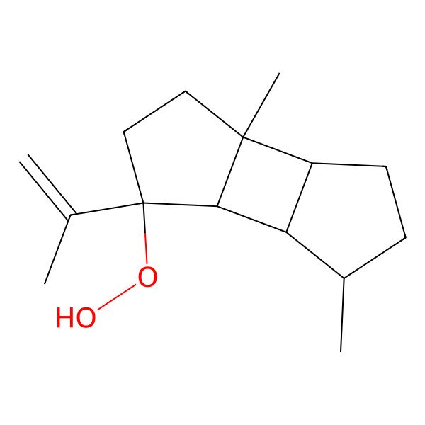 2D Structure of (1R,2S,5R,6R,7S,8R)-8-hydroperoxy-1,5-dimethyl-8-prop-1-en-2-yltricyclo[5.3.0.02,6]decane