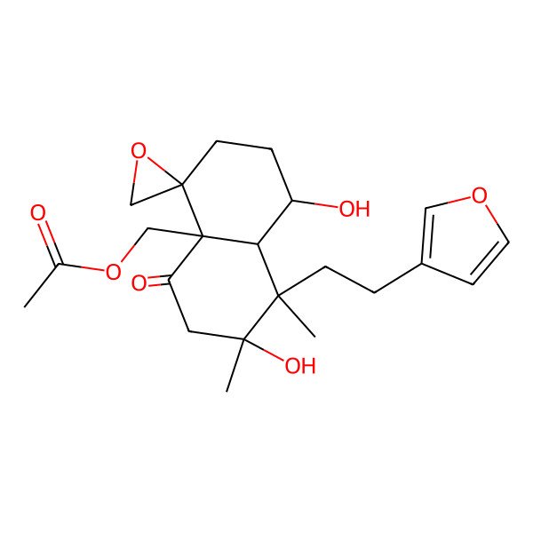 2D Structure of [(1S,4R,4aS,7S,8R,8aR)-8-[2-(furan-3-yl)ethyl]-1,7-dihydroxy-7,8-dimethyl-5-oxospiro[2,3,6,8a-tetrahydro-1H-naphthalene-4,2'-oxirane]-4a-yl]methyl acetate