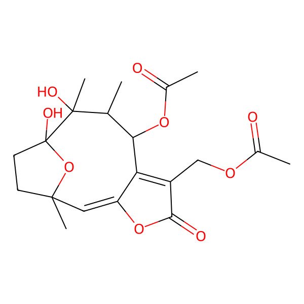 2D Structure of 8beta-Propionyloxy-10beta-hydroxyhirsutinolide-13-O-acetate