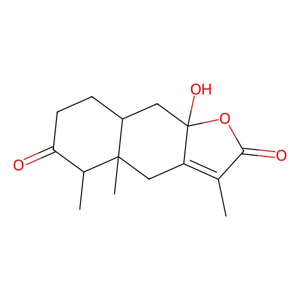 2D Structure of (8betaOH,10beta)-8-Hydroxy-3-oxo-7(11)-eremophilen-12,8-olide
