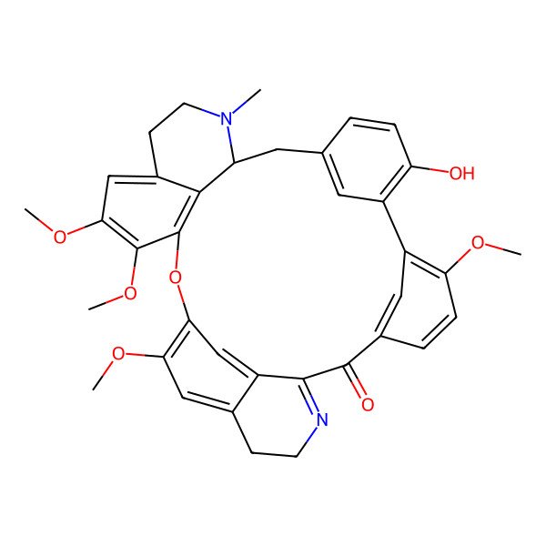 2D Structure of 9-Hydroxy-6,20,21,25-tetramethoxy-15-methyl-23-oxa-15,30-diazaheptacyclo[22.6.2.13,7.18,12.114,18.027,31.022,33]pentatriaconta-1(30),3(35),4,6,8,10,12(34),18,20,22(33),24,26,31-tridecaen-2-one
