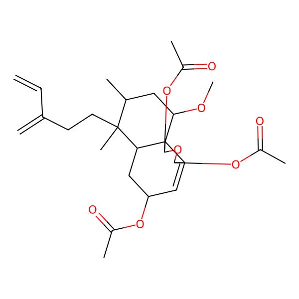 2D Structure of [(1S,3R,5S,6aS,7R,8R,10S,10aS)-1,3-diacetyloxy-10-methoxy-7,8-dimethyl-7-(3-methylidenepent-4-enyl)-1,3,5,6,6a,8,9,10-octahydrobenzo[d][2]benzofuran-5-yl] acetate
