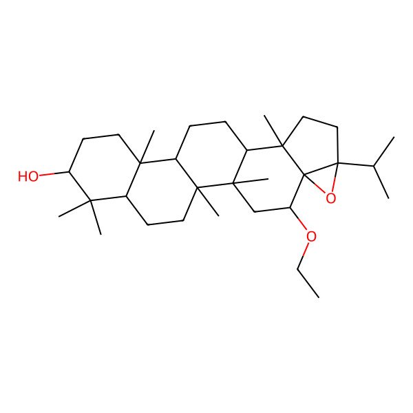 2D Structure of (1R,2R,4R,5R,7S,10R,11S,14R,15R,18S,20R)-4-ethoxy-1,2,10,15,19,19-hexamethyl-7-propan-2-yl-6-oxahexacyclo[12.8.0.02,11.05,7.05,10.015,20]docosan-18-ol