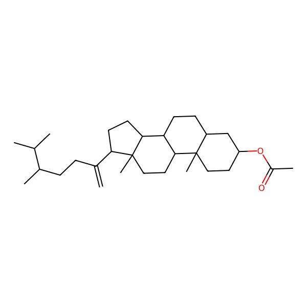 2D Structure of [(3S,5S,8R,9S,10S,13S,14S,17R)-17-[(5S)-5,6-dimethylhept-1-en-2-yl]-10,13-dimethyl-2,3,4,5,6,7,8,9,11,12,14,15,16,17-tetradecahydro-1H-cyclopenta[a]phenanthren-3-yl] acetate
