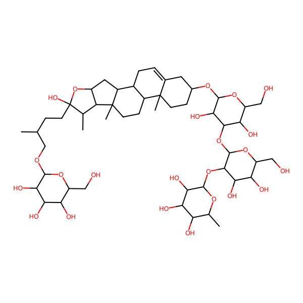 2D Structure of (2R,3R,4R,5R,6S)-2-[(2R,3R,4S,5S,6R)-2-[(2R,3R,4S,5R,6R)-3,5-dihydroxy-2-(hydroxymethyl)-6-[[(1S,2S,4S,6R,7S,8R,9S,12S,13R,16S)-6-hydroxy-7,9,13-trimethyl-6-[(3R)-3-methyl-4-[(2R,3R,4S,5S,6R)-3,4,5-trihydroxy-6-(hydroxymethyl)oxan-2-yl]oxybutyl]-5-oxapentacyclo[10.8.0.02,9.04,8.013,18]icos-18-en-16-yl]oxy]oxan-4-yl]oxy-4,5-dihydroxy-6-(hydroxymethyl)oxan-3-yl]oxy-6-methyloxane-3,4,5-triol