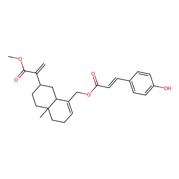 2D Structure of methyl 2-[8-[3-(4-hydroxyphenyl)prop-2-enoyloxymethyl]-4a-methyl-2,3,4,5,6,8a-hexahydro-1H-naphthalen-2-yl]prop-2-enoate