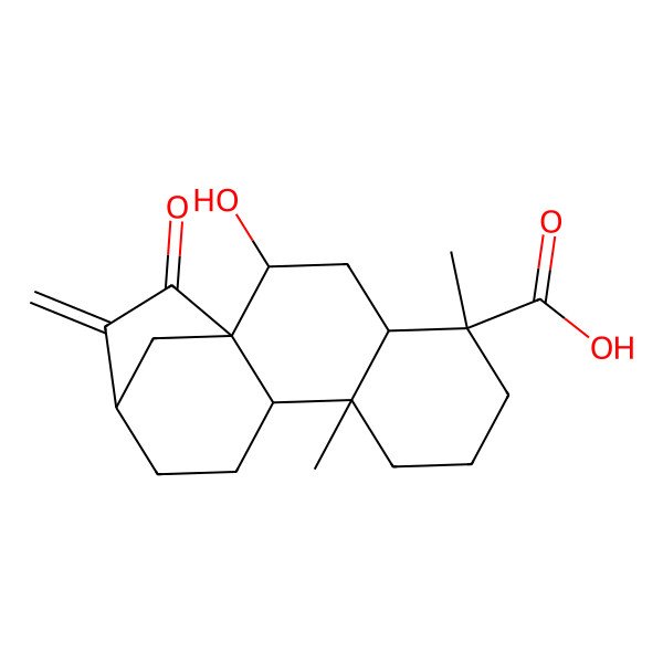 2D Structure of 2-Hydroxy-5,9-dimethyl-14-methylidene-15-oxotetracyclo[11.2.1.01,10.04,9]hexadecane-5-carboxylic acid