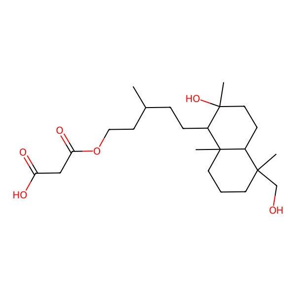 2D Structure of 3-[(3S)-5-[(1S,2S,4aS,5S,8aR)-2-hydroxy-5-(hydroxymethyl)-2,5,8a-trimethyl-3,4,4a,6,7,8-hexahydro-1H-naphthalen-1-yl]-3-methylpentoxy]-3-oxopropanoic acid