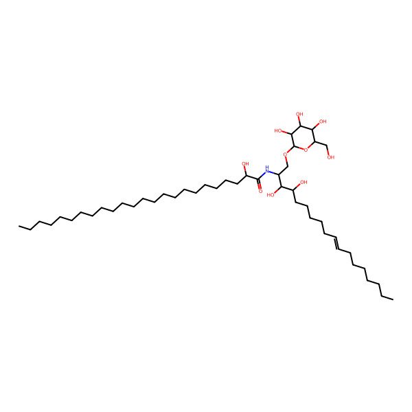 2D Structure of N-[3,4-dihydroxy-1-[3,4,5-trihydroxy-6-(hydroxymethyl)oxan-2-yl]oxyoctadec-10-en-2-yl]-2-hydroxytetracosanamide