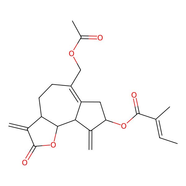 2D Structure of [(3aS,8S,9aR,9bS)-6-(acetyloxymethyl)-3,9-dimethylidene-2-oxo-4,5,7,8,9a,9b-hexahydro-3aH-azuleno[4,5-b]furan-8-yl] (Z)-2-methylbut-2-enoate