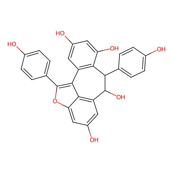 2D Structure of 8,16-Bis(4-hydroxyphenyl)-15-oxatetracyclo[8.6.1.02,7.014,17]heptadeca-1(16),2(7),3,5,10(17),11,13-heptaene-4,6,9,12-tetrol