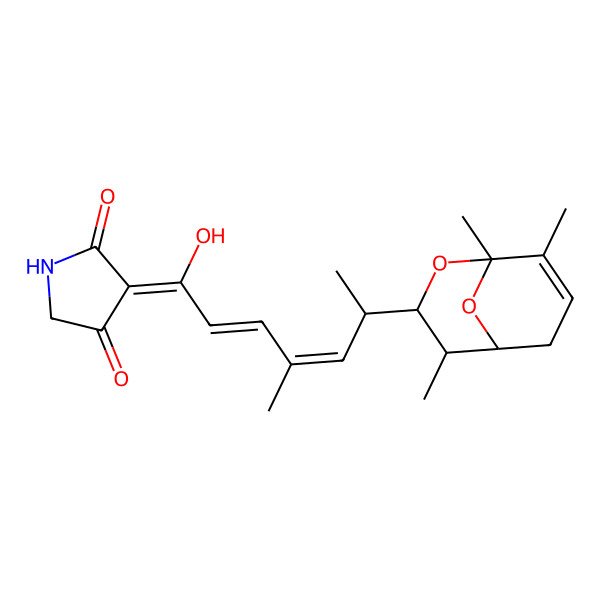 2D Structure of 3-[(6R)-1-hydroxy-4-methyl-6-[(1R,3R,4S,5R)-1,4,8-trimethyl-2,9-dioxabicyclo[3.3.1]non-7-en-3-yl]hepta-2,4-dienylidene]pyrrolidine-2,4-dione