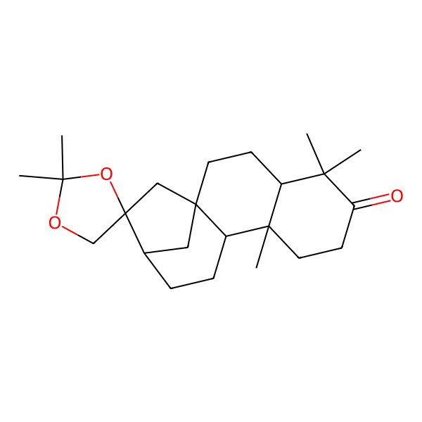 2D Structure of (1'R,4R,4'R,9'R,10'S,13'S)-2,2,5',5',9'-pentamethylspiro[1,3-dioxolane-4,14'-tetracyclo[11.2.1.01,10.04,9]hexadecane]-6'-one