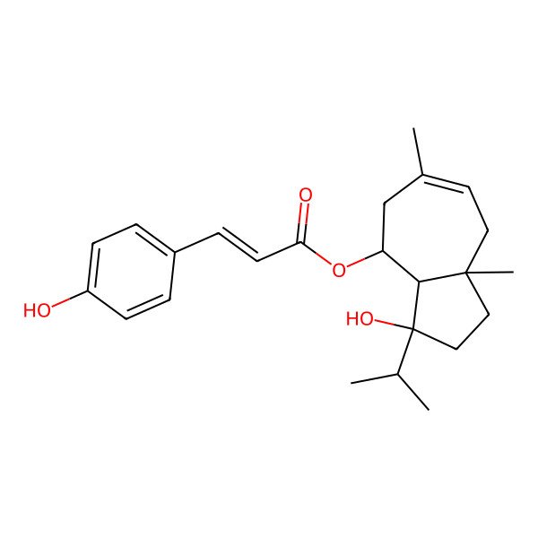 2D Structure of [(3R,3aS,4S,8aR)-3-hydroxy-6,8a-dimethyl-3-propan-2-yl-1,2,3a,4,5,8-hexahydroazulen-4-yl] (E)-3-(4-hydroxyphenyl)prop-2-enoate