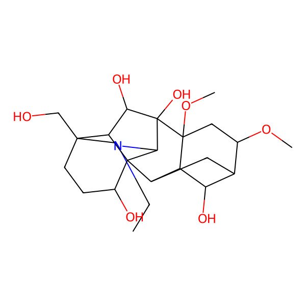 2D Structure of 11-Ethyl-13-(hydroxymethyl)-6,8-dimethoxy-11-azahexacyclo[7.7.2.12,5.01,10.03,8.013,17]nonadecane-4,9,16,18-tetrol