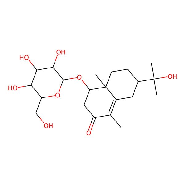 2D Structure of 7-(2-Hydroxypropan-2-yl)-1,4a-dimethyl-4-[3,4,5-trihydroxy-6-(hydroxymethyl)oxan-2-yl]oxy-3,4,5,6,7,8-hexahydronaphthalen-2-one