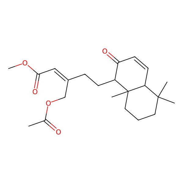 2D Structure of methyl 3-(acetyloxymethyl)-5-(5,5,8a-trimethyl-2-oxo-4a,6,7,8-tetrahydro-1H-naphthalen-1-yl)pent-2-enoate 2D Structure of methyl 3-(acetyloxymethyl)-5-(5,5,8a-trimethyl-2-oxo-4a,6,7,8-tetrahydro-1H-naphthalen-1-yl)pent-2-enoate