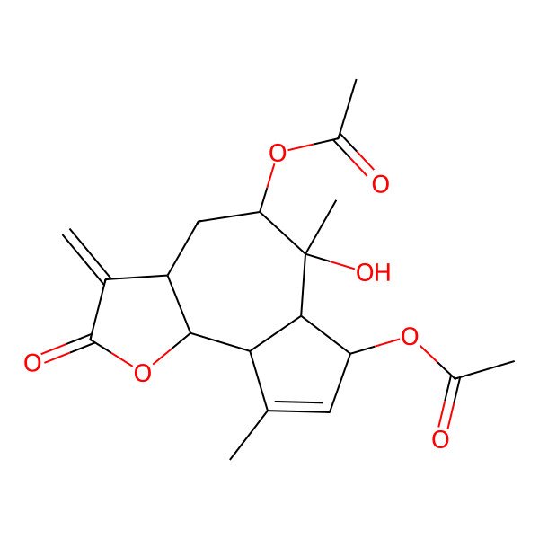 2D Structure of [(3aS,5R,6S,6aS,7R,9aR,9bS)-7-acetyloxy-6-hydroxy-6,9-dimethyl-3-methylidene-2-oxo-4,5,6a,7,9a,9b-hexahydro-3aH-azuleno[4,5-b]furan-5-yl] acetate