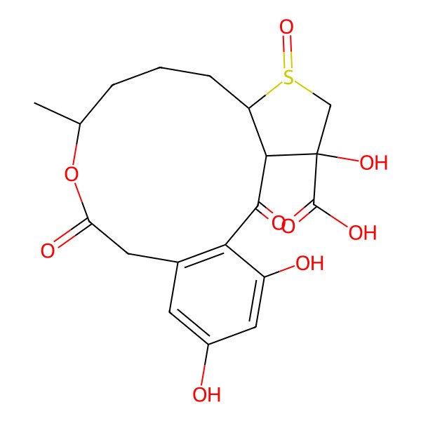 2D Structure of 4,17,19-Trihydroxy-11-methyl-2,6,13-trioxo-12-oxa-6lambda4-thiatricyclo[13.4.0.03,7]nonadeca-1(15),16,18-triene-4-carboxylic acid