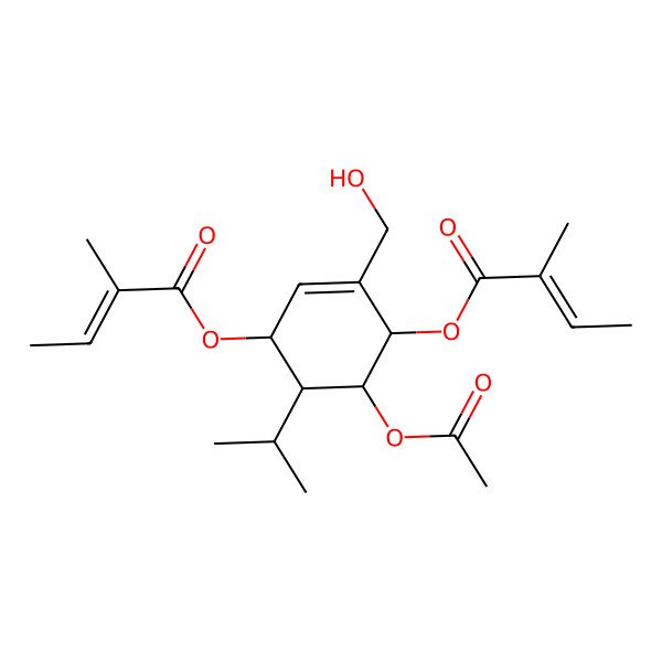 2D Structure of [5-Acetyloxy-3-(hydroxymethyl)-4-(2-methylbut-2-enoyloxy)-6-propan-2-ylcyclohex-2-en-1-yl] 2-methylbut-2-enoate