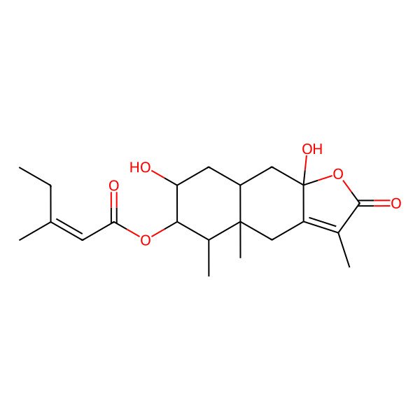 2D Structure of (7,9a-dihydroxy-3,4a,5-trimethyl-2-oxo-5,6,7,8,8a,9-hexahydro-4H-benzo[f][1]benzofuran-6-yl) 3-methylpent-2-enoate