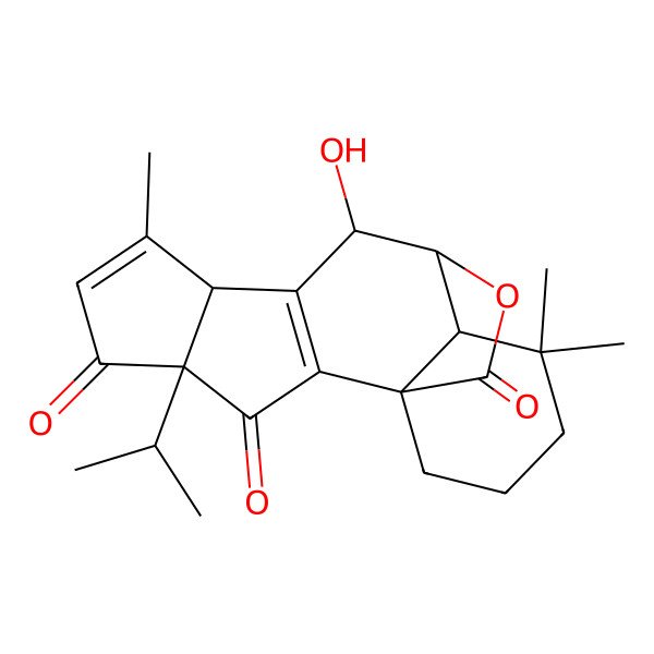 2D Structure of (1R,4S,8R,10R,11S,12S)-10-hydroxy-7,13,13-trimethyl-4-propan-2-yl-18-oxapentacyclo[9.5.2.01,12.02,9.04,8]octadeca-2(9),6-diene-3,5,17-trione