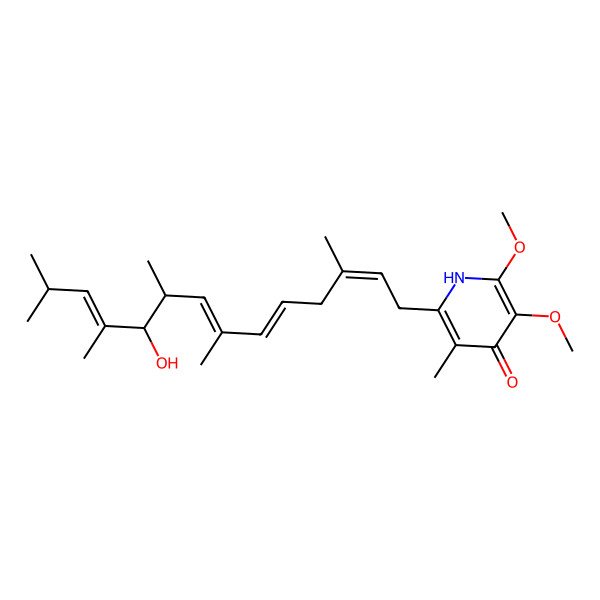 2D Structure of 4-Pyridinol, 2-((2E,5E,7E,9R,10R,11E)-10-hydroxy-3,7,9,11,13-pentamethyl-2,5,7,11-tetradecatetraenyl)-5,6-dimethoxy-3-methyl-