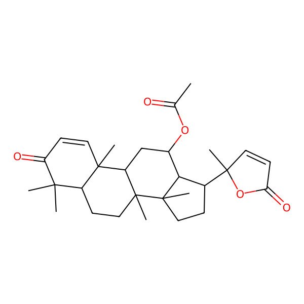 2D Structure of [(8R,10R,12R,14R)-4,4,8,10,14-pentamethyl-17-[(2S)-2-methyl-5-oxofuran-2-yl]-3-oxo-5,6,7,9,11,12,13,15,16,17-decahydrocyclopenta[a]phenanthren-12-yl] acetate