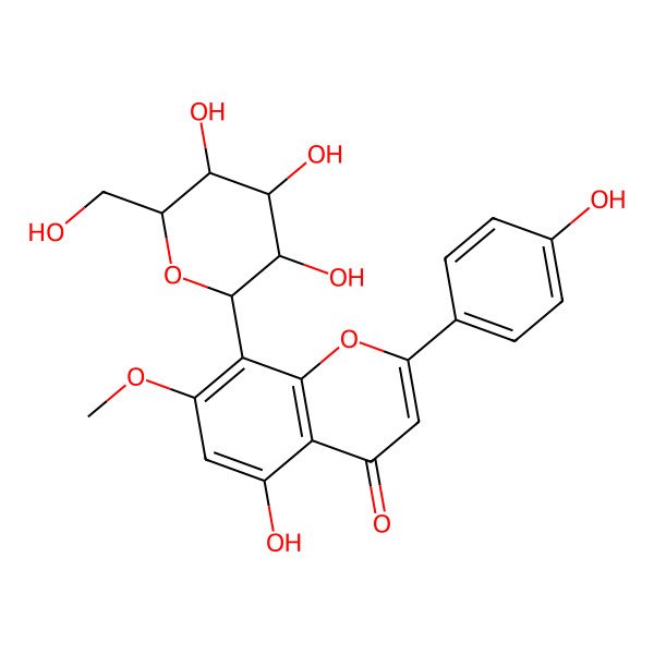 2D Structure of 5-hydroxy-2-(4-hydroxyphenyl)-7-methoxy-8-[(2R,3S,5S)-3,4,5-trihydroxy-6-(hydroxymethyl)oxan-2-yl]chromen-4-one