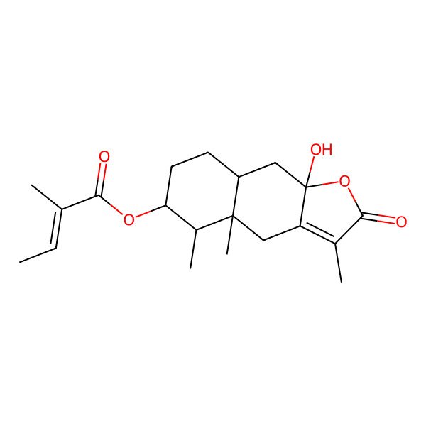 2D Structure of [(4aS,5R,6S,8aR,9aR)-9a-hydroxy-3,4a,5-trimethyl-2-oxo-5,6,7,8,8a,9-hexahydro-4H-benzo[f][1]benzofuran-6-yl] (Z)-2-methylbut-2-enoate