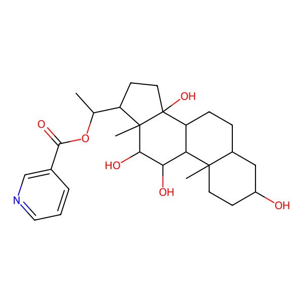 2D Structure of 1-(3,11,12,14-Tetrahydroxy-10,13-dimethyl-1,2,3,4,5,6,7,8,9,11,12,15,16,17-tetradecahydrocyclopenta[a]phenanthren-17-yl)ethyl pyridine-3-carboxylate