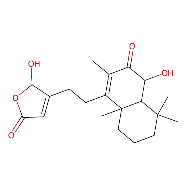2D Structure of (2S)-3-[2-[(4S,4aS,8aS)-4-hydroxy-2,5,5,8a-tetramethyl-3-oxo-4a,6,7,8-tetrahydro-4H-naphthalen-1-yl]ethyl]-2-hydroxy-2H-furan-5-one
