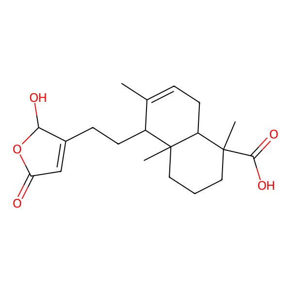 2D Structure of (1R,4aR,5S,8aR)-5-[2-[(2S)-2-hydroxy-5-oxo-2H-furan-3-yl]ethyl]-1,4a,6-trimethyl-2,3,4,5,8,8a-hexahydronaphthalene-1-carboxylic acid