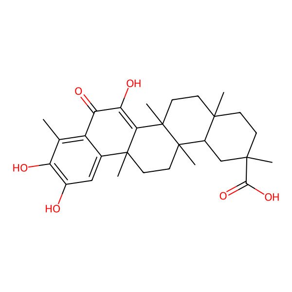 2D Structure of (2R,4aS,6aS,6aS,14aS,14bR)-7,10,11-trihydroxy-2,4a,6a,6a,9,14a-hexamethyl-8-oxo-1,3,4,5,6,13,14,14b-octahydropicene-2-carboxylic acid 2D Structure of (2R,4aS,6aS,6aS,14aS,14bR)-7,10,11-trihydroxy-2,4a,6a,6a,9,14a-hexamethyl-8-oxo-1,3,4,5,6,13,14,14b-octahydropicene-2-carboxylic acid