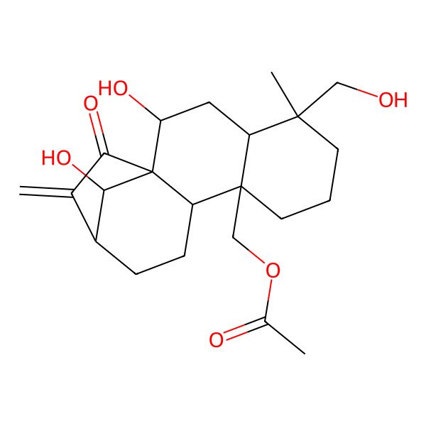 2D Structure of [2,16-Dihydroxy-5-(hydroxymethyl)-5-methyl-14-methylidene-15-oxo-9-tetracyclo[11.2.1.01,10.04,9]hexadecanyl]methyl acetate