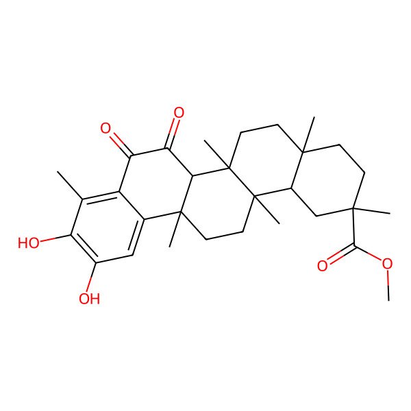 2D Structure of methyl 10,11-dihydroxy-2,4a,6a,6a,9,14a-hexamethyl-7,8-dioxo-3,4,5,6,6b,13,14,14b-octahydro-1H-picene-2-carboxylate